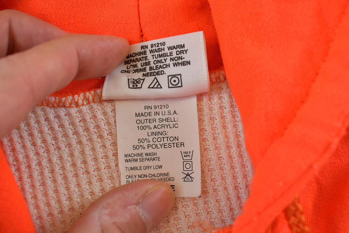 Vintage 1990s Chill Buster Camber II High Visibility Orange Thermal Lined Zip Up Hoodie Sweatshirt Men's L