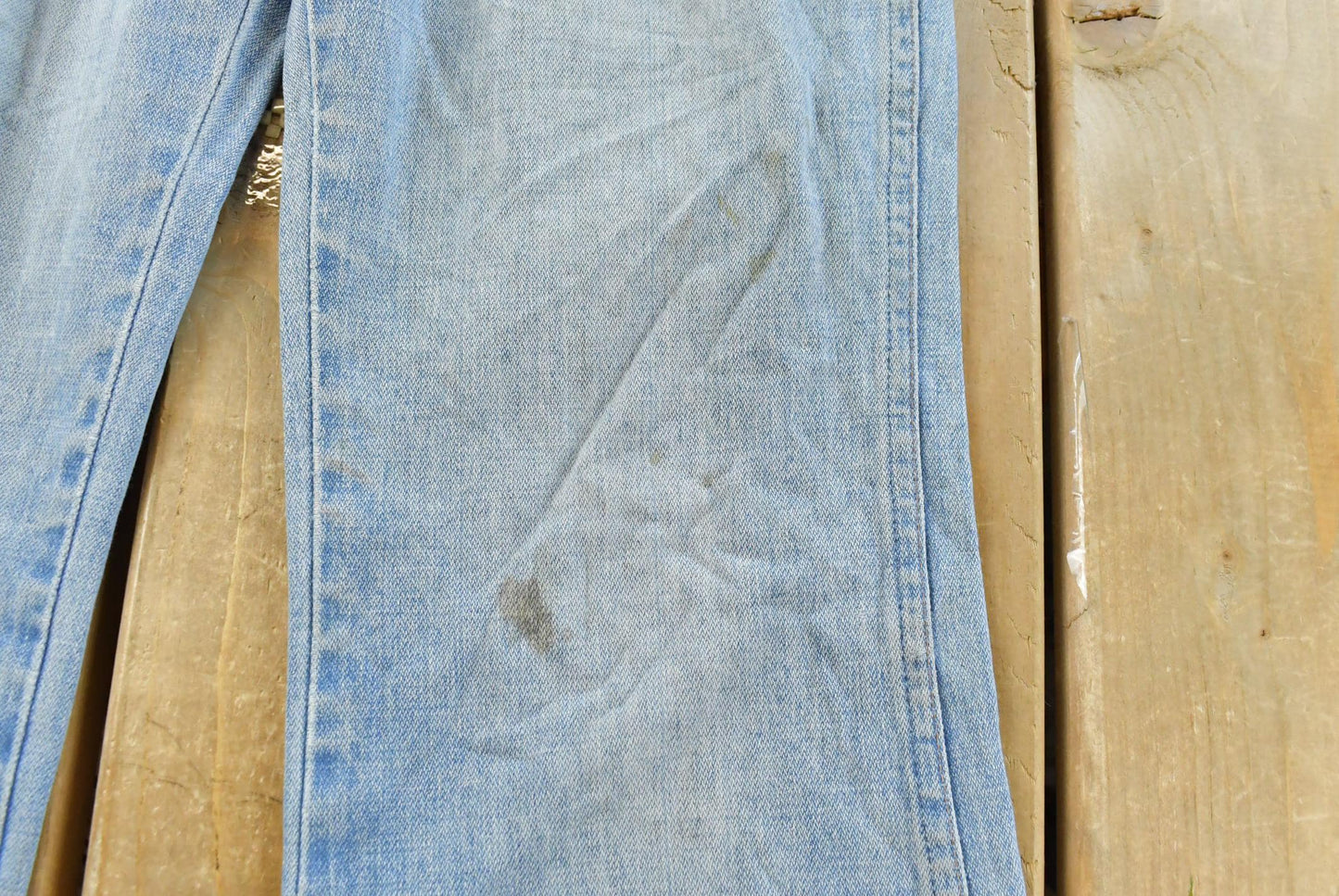 Vintage 1970s Sedgefield Distressed Flare Denim Blue Jeans 30 x 28.5