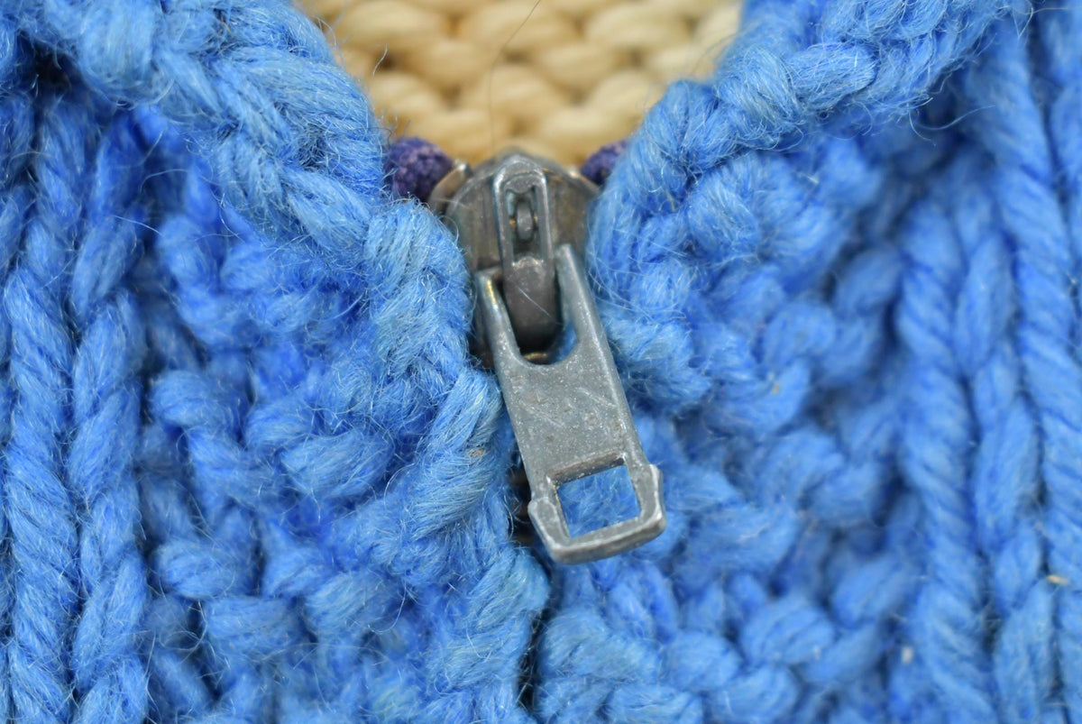 True Vintage 1960s Cowichan Pueblo Hand Knit Wool Shawl Collar Full Zip Sweater Men's S
