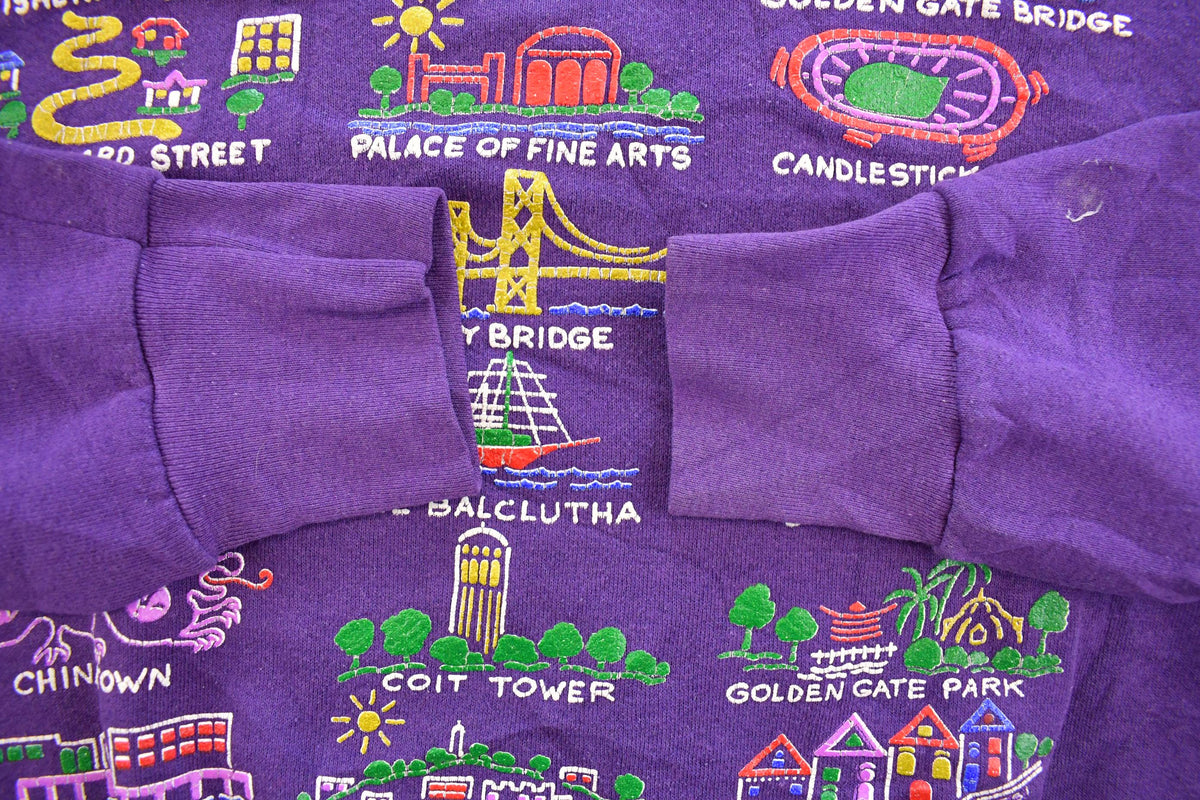 Vintage 1990s San Francisco Landmarks Graphic Travel Crewneck Sweatshirt Men's M