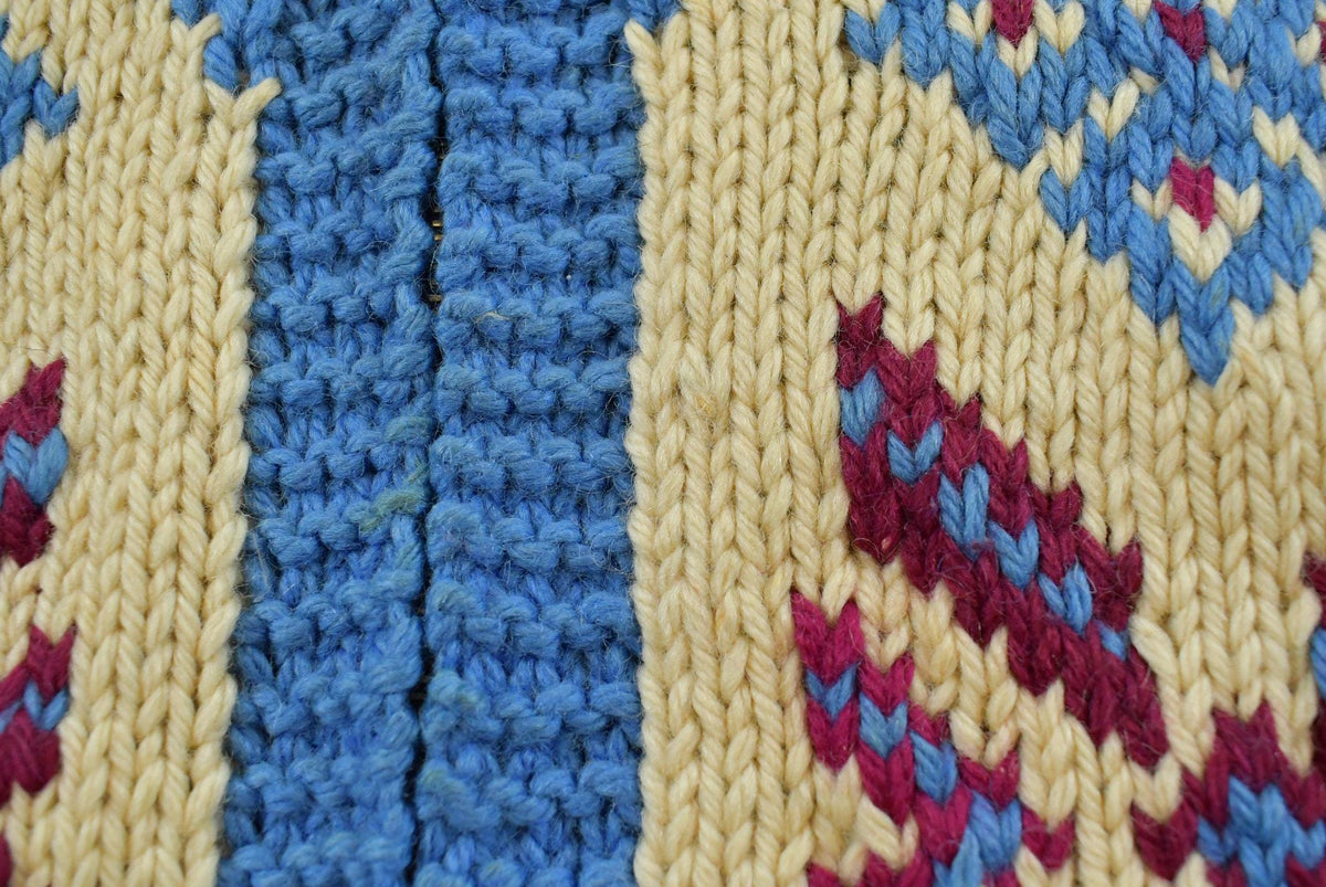 True Vintage 1960s Cowichan Pueblo Hand Knit Wool Shawl Collar Full Zip Sweater Men's S