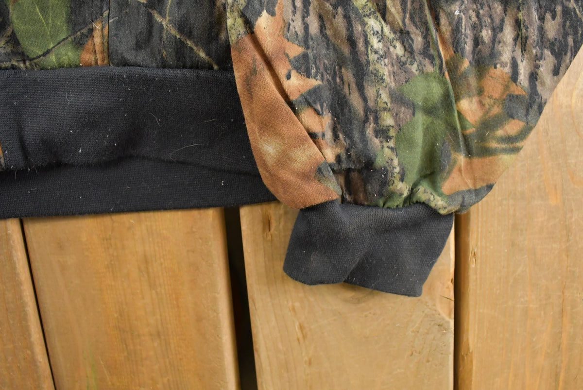 Vintage 1990s Wolf Mountain Tree Camo Full Zip Hoodie Men's 5XL