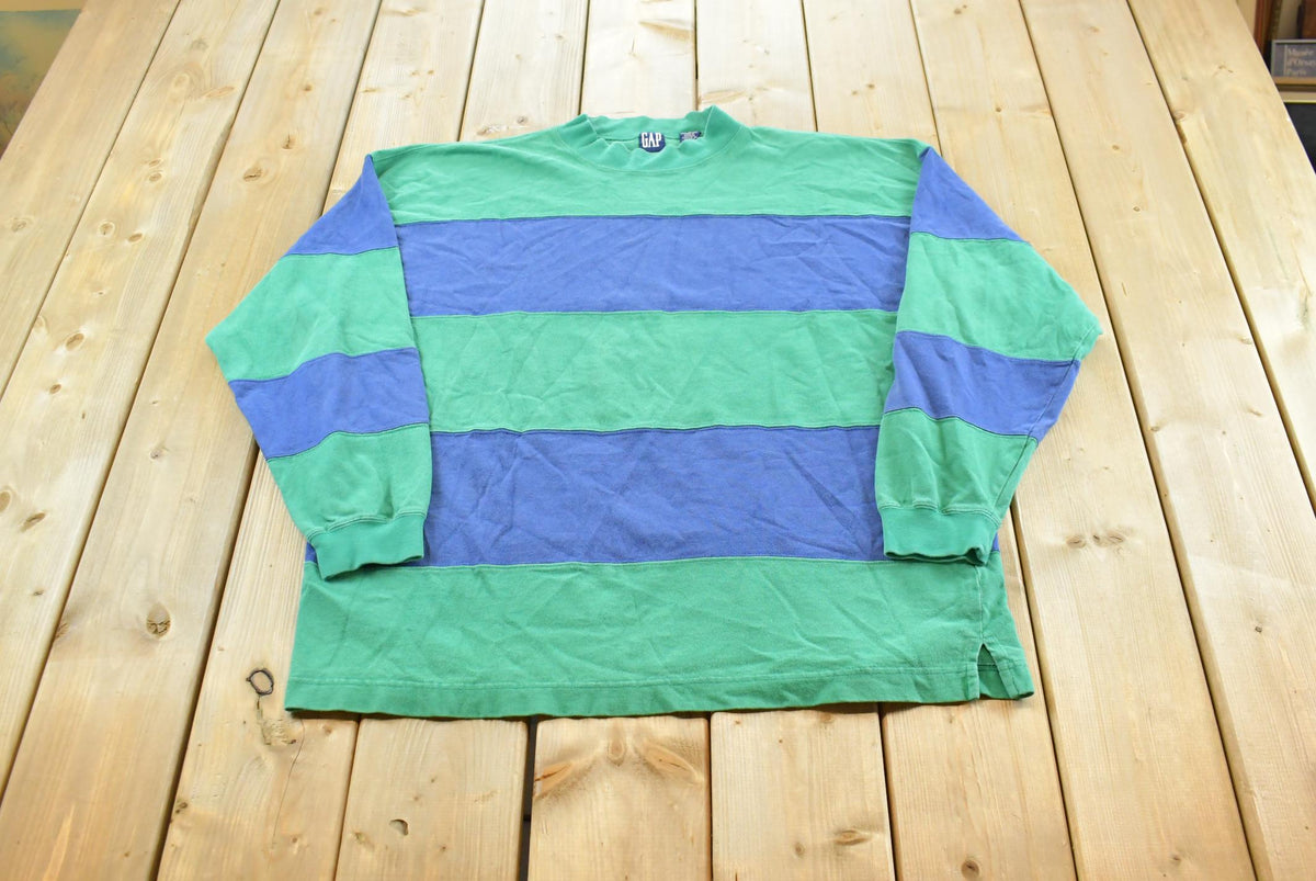 Vintage 1990s Gap Striped Long Sleeve T Shirt Men's 2XL / 90's Preppy Shirt / Streetwear / Basic Layering Essential
