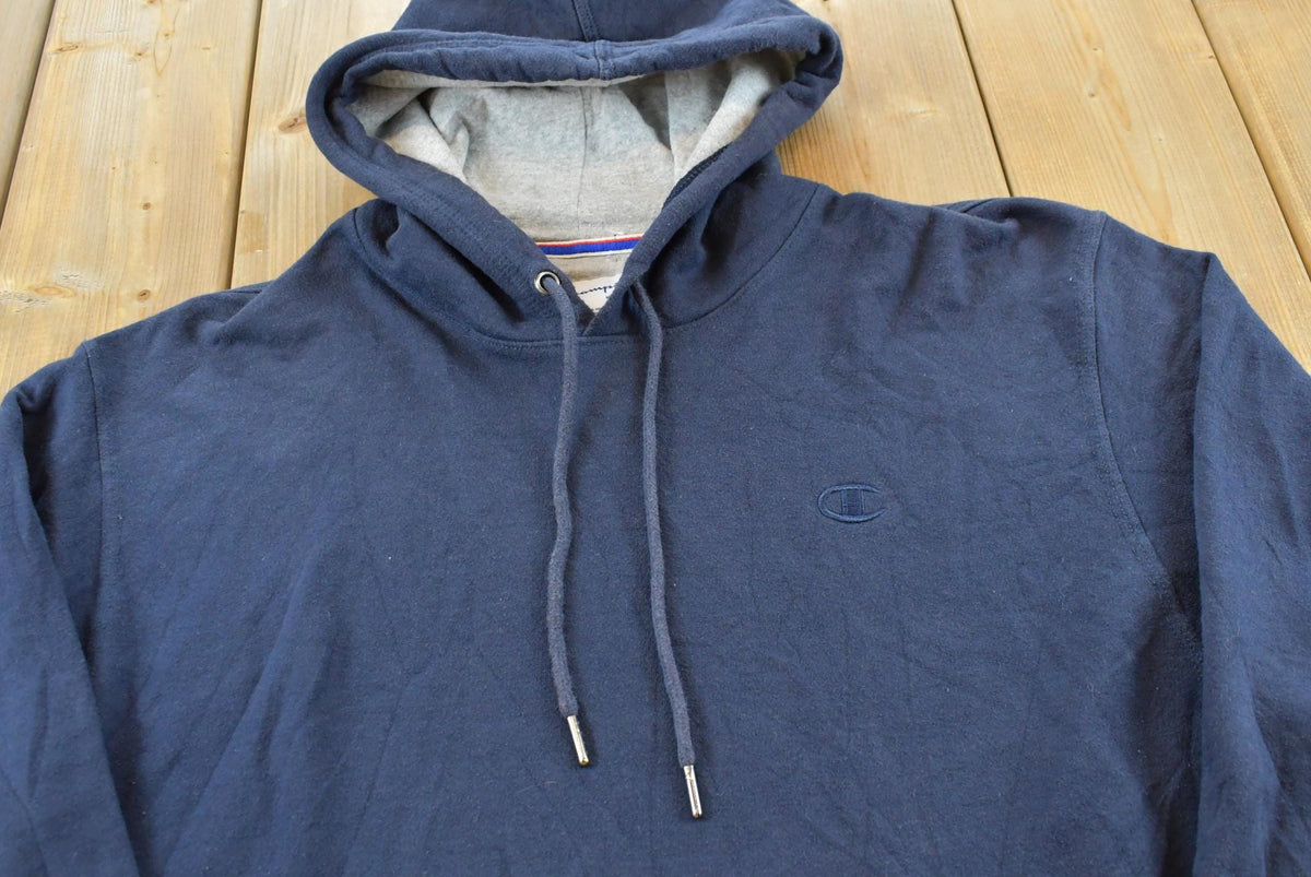 Vintage 2000s Champion Blue Small Logo Hoodie Sweatshirt Men's M / Y2K Streetwear / 00s Basic Layering Essential