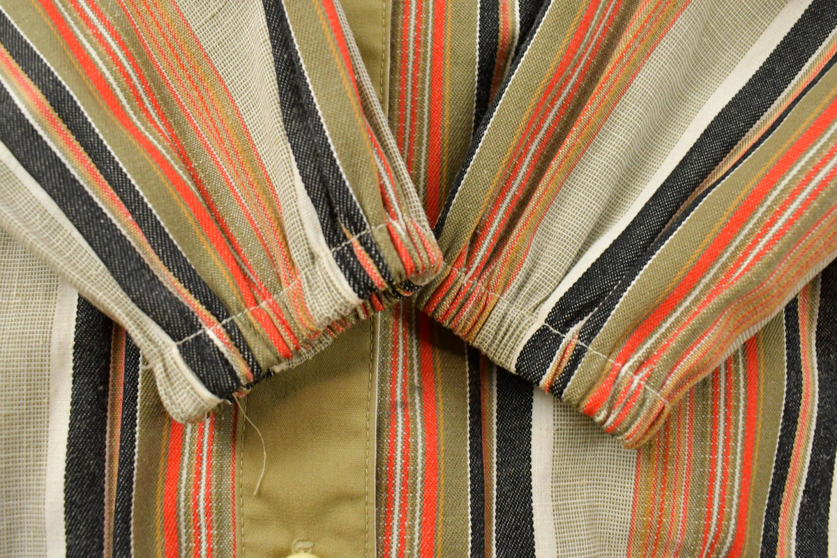 Vintage 1980s John Meyer Striped Button Up Shirt Jacket Women's M