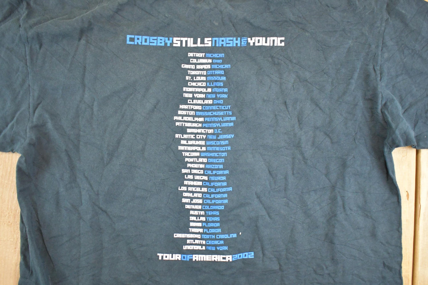 Vintage 2002 Crosby Stills Nash Souvenir Tour Of America T-Shirt Mens XL