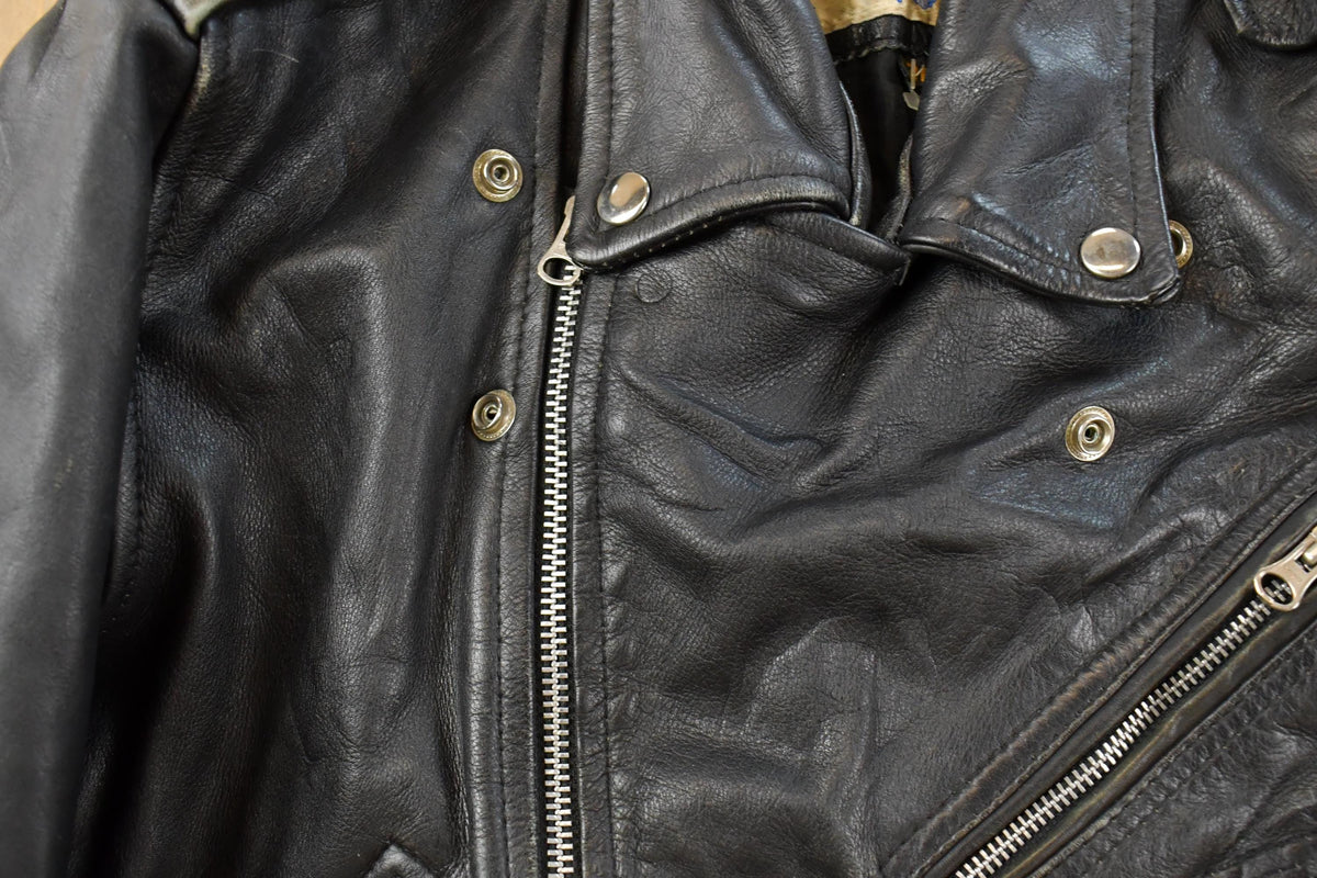 Vintage 1980s Vanguard Biker Leather Jacket Men's Small