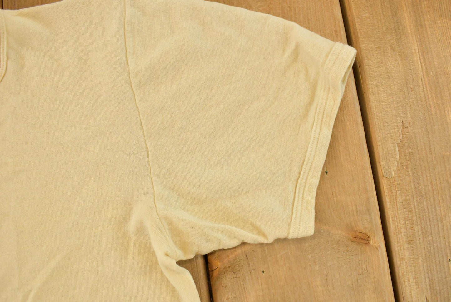 Vintage 1990s Fraly Wool Silk Blank Beige T Shirt Women's M