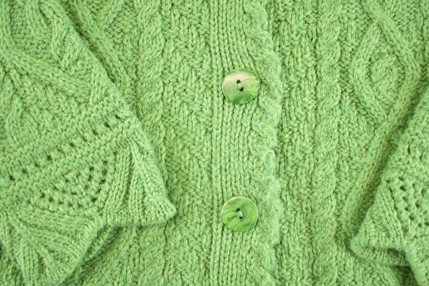 Vintage 1970s Aran Crafts Wool Cable Knit Cardigan Sweater Women's M