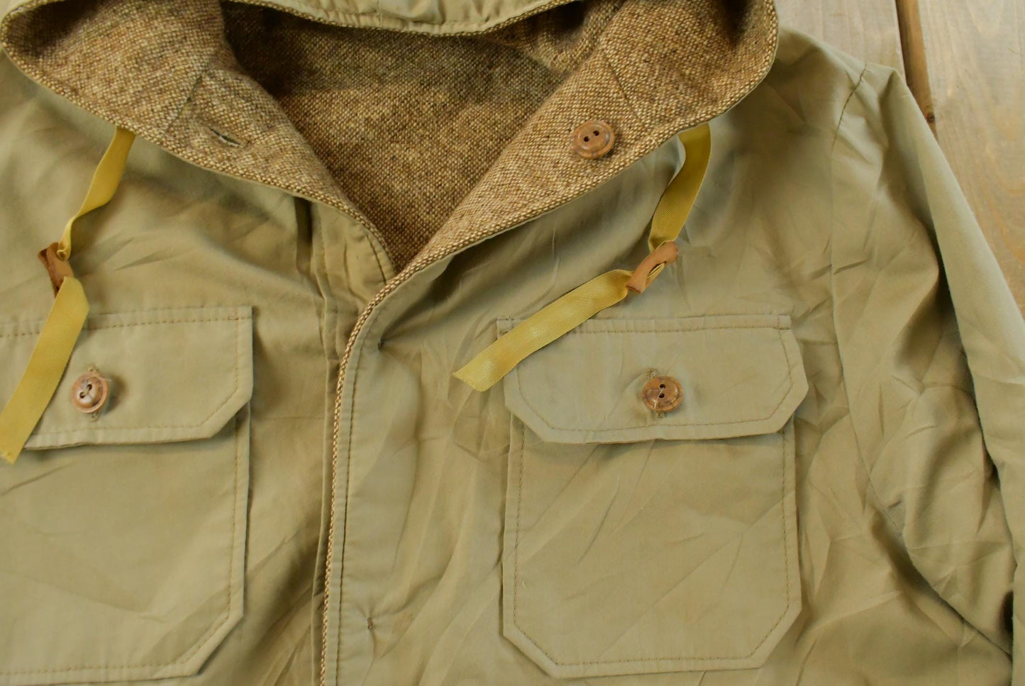 Vintage 1990s Flannel Hooded Reversible Wool Jacket Men's L