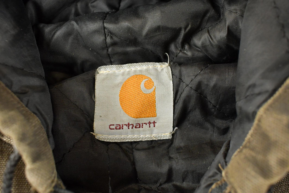 Vintage 2000s Carhartt Distressed Brown Canvas Hooded Jacket Men's L