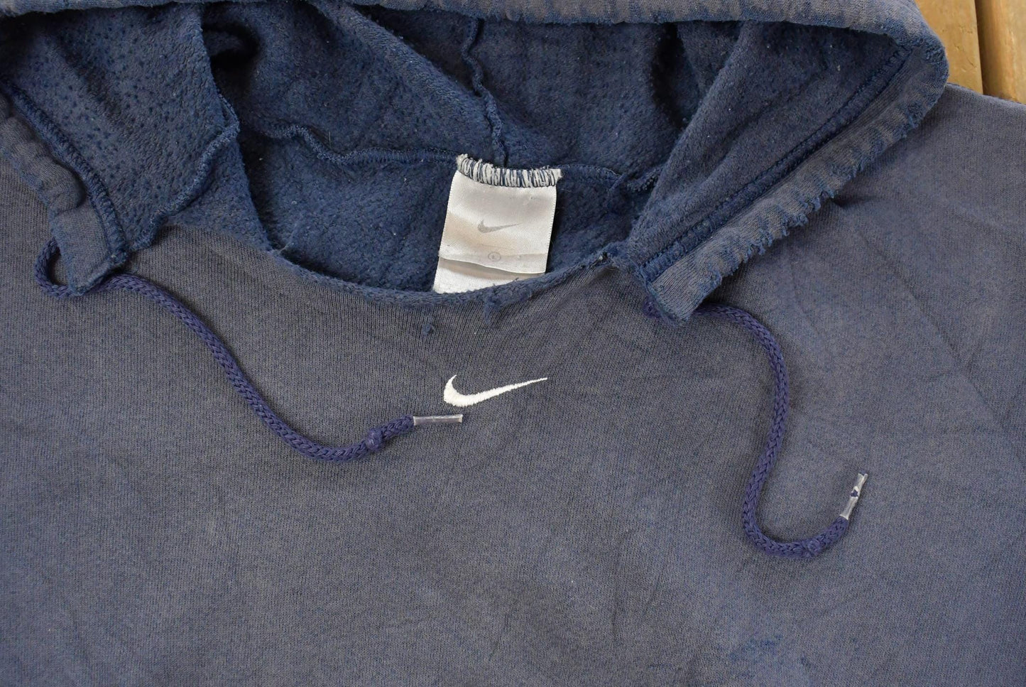 Vintage 2000s Thrashed Nike Embroidered Mini Middle Swoosh Hoodie Men's L