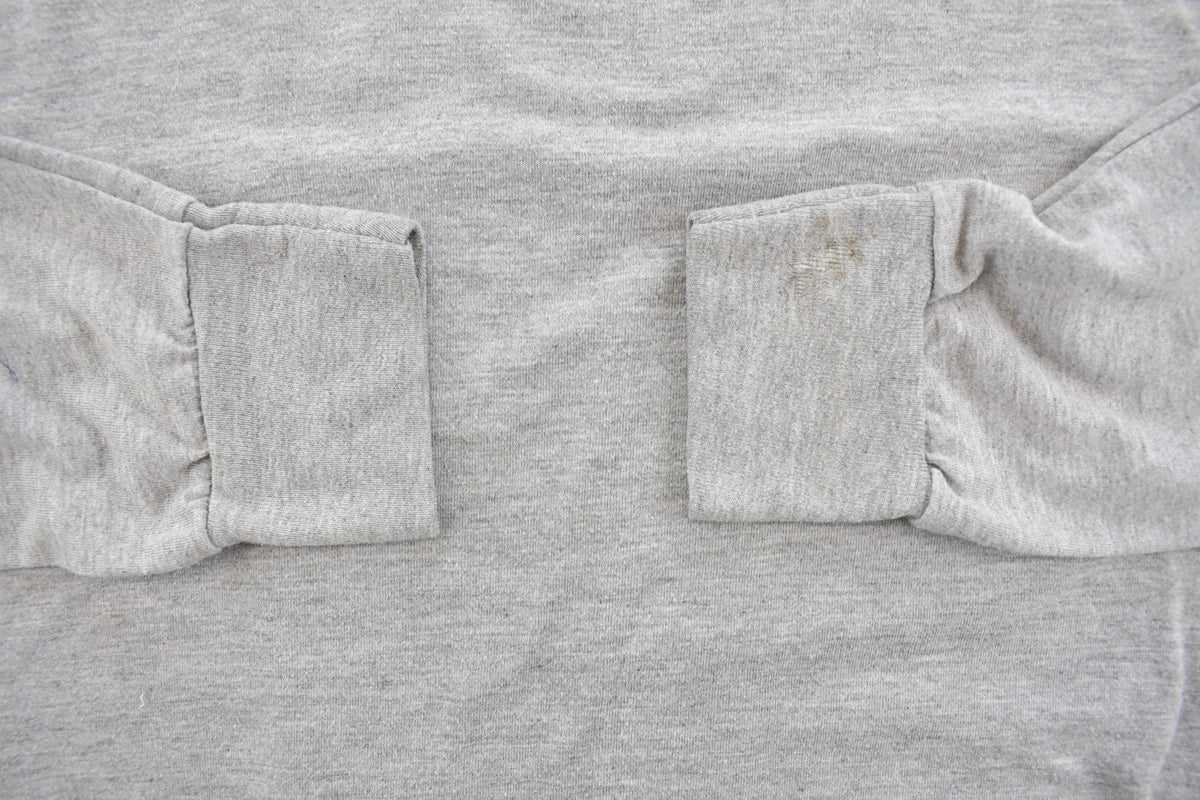 Vintage 1990 Army Heather Grey Mock Neck Long Sleeve T Shirt Men's M