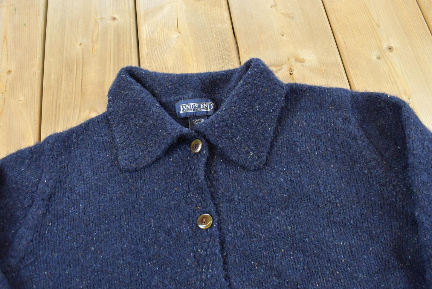 Vintage 1990s Lands End Knit Cardigan Sweater Womens L