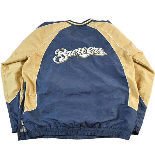 Vintage 2000s Milwaukee Brewers MLB Pull Over Windbreaker Jacket Men's XL