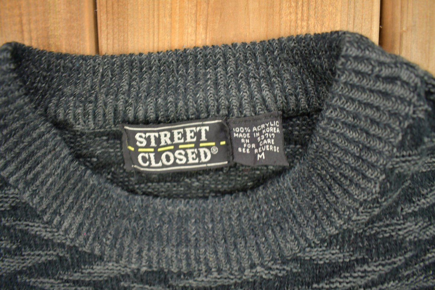 Vintage 1990s Street Closed Striped Knitted Crewneck Sweater Men's Medium