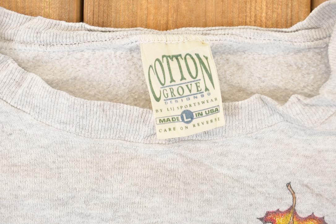 Vintage 1990s Golden Retriever Fall Puppy Graphic Print Crewneck Sweatshirt Womens L