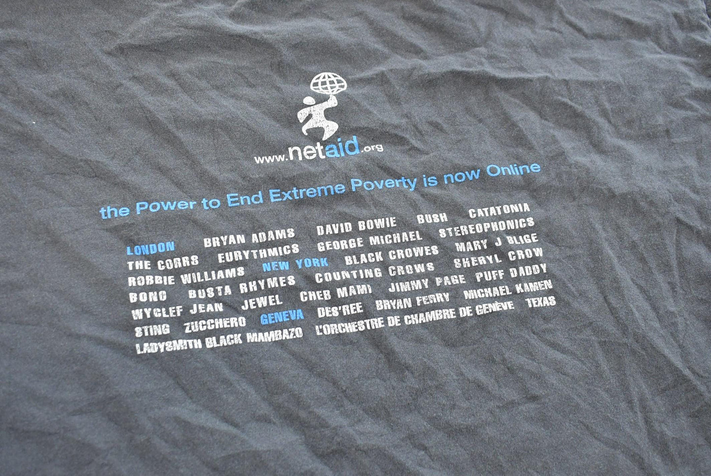 Vintage 1990s Netaid.org Charity Concert T-Shirt Mens XL