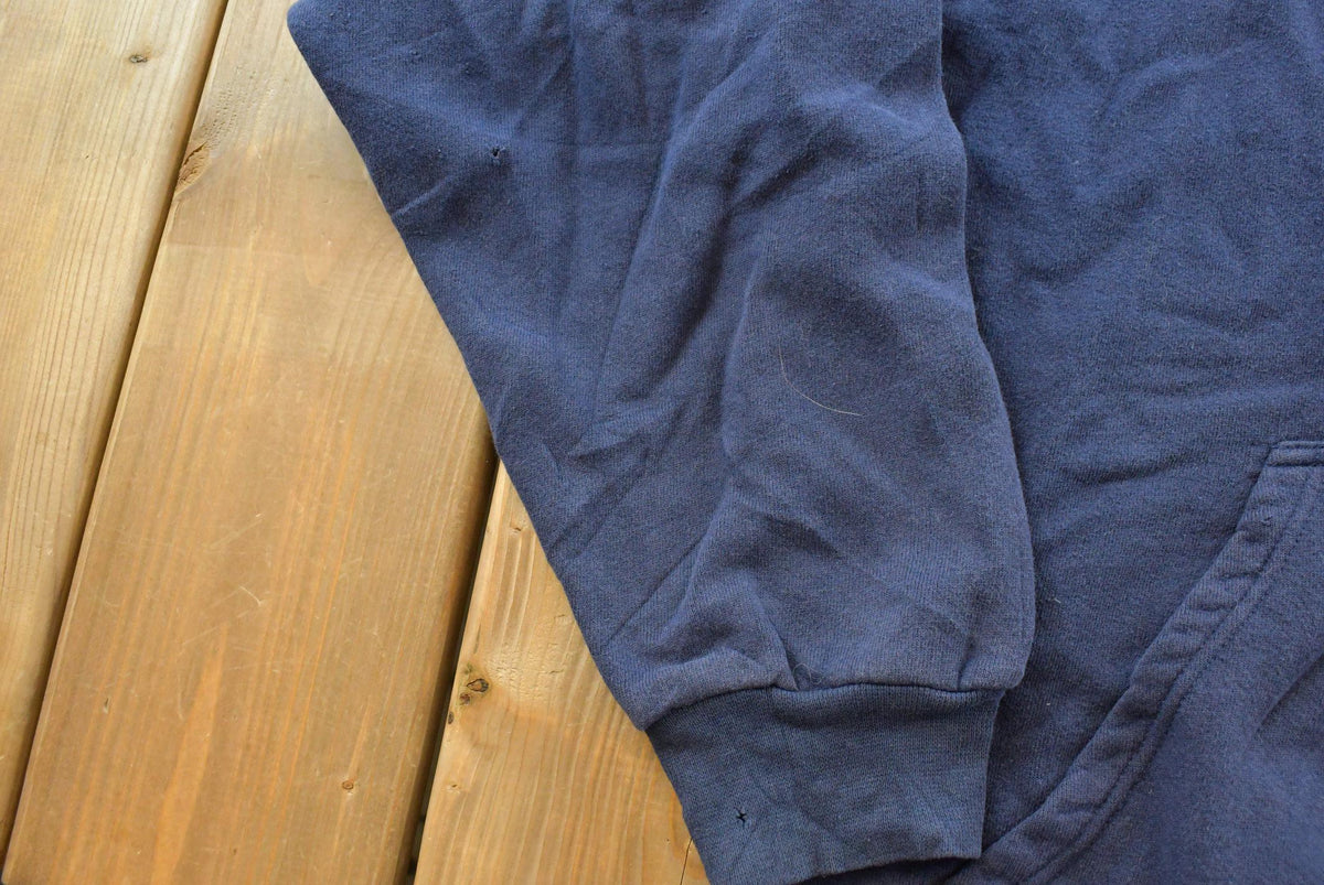 Vintage 1990s Distressed Nike Middle Mini Swoosh Embroidered Center Check Hoodie Sweatshirt Men's L