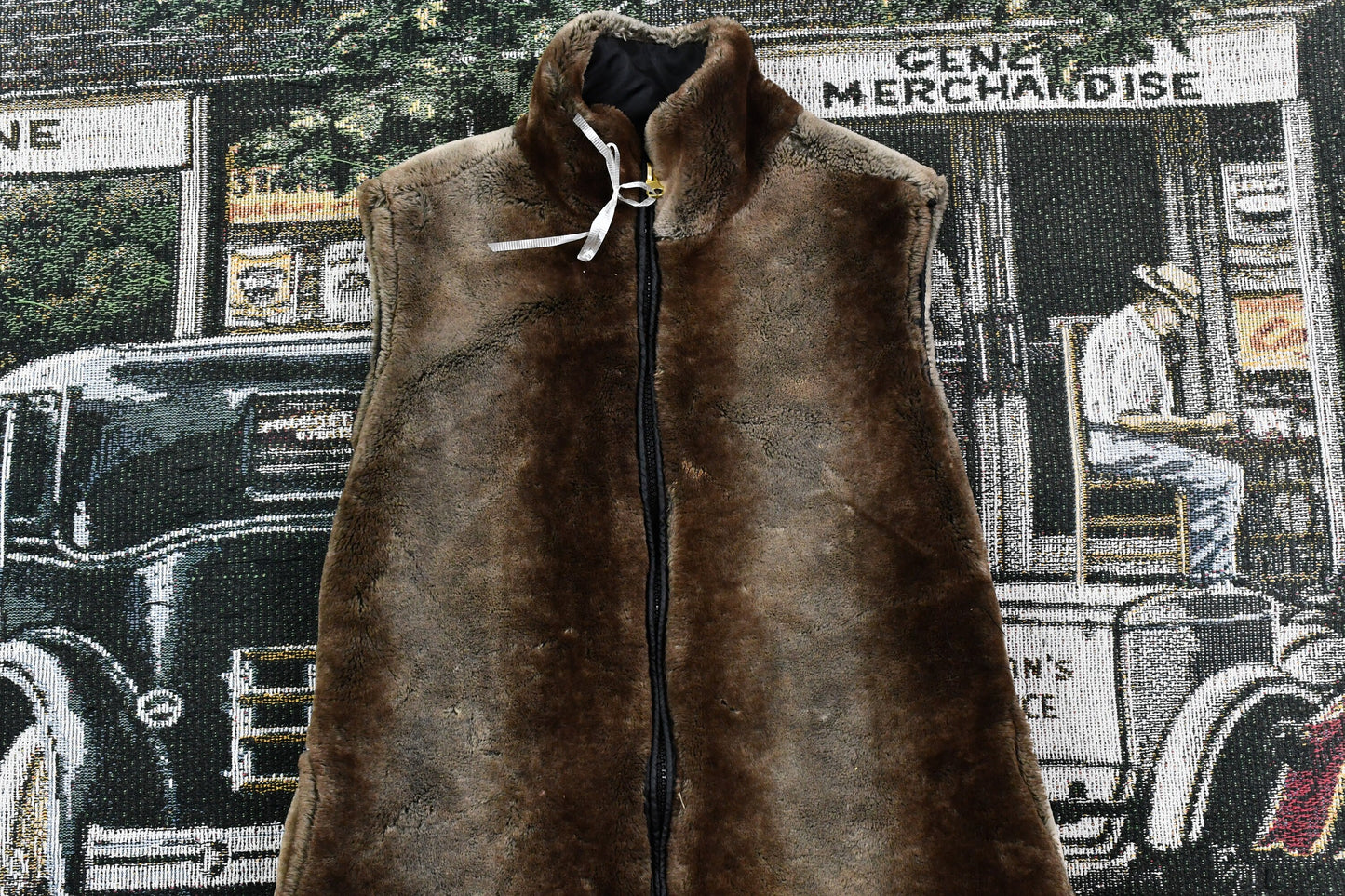 Vintage 1990s Hawke & Co Outfitter Faux Fur Full Zip Vest