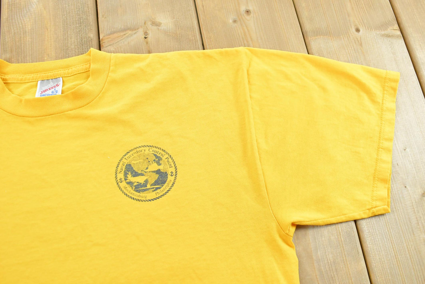 Vintage 1990s Jerzees Naval Inventory Control Point Mechanicsburg Philadelphia Pennsylvania Military T-Shirt Men's L