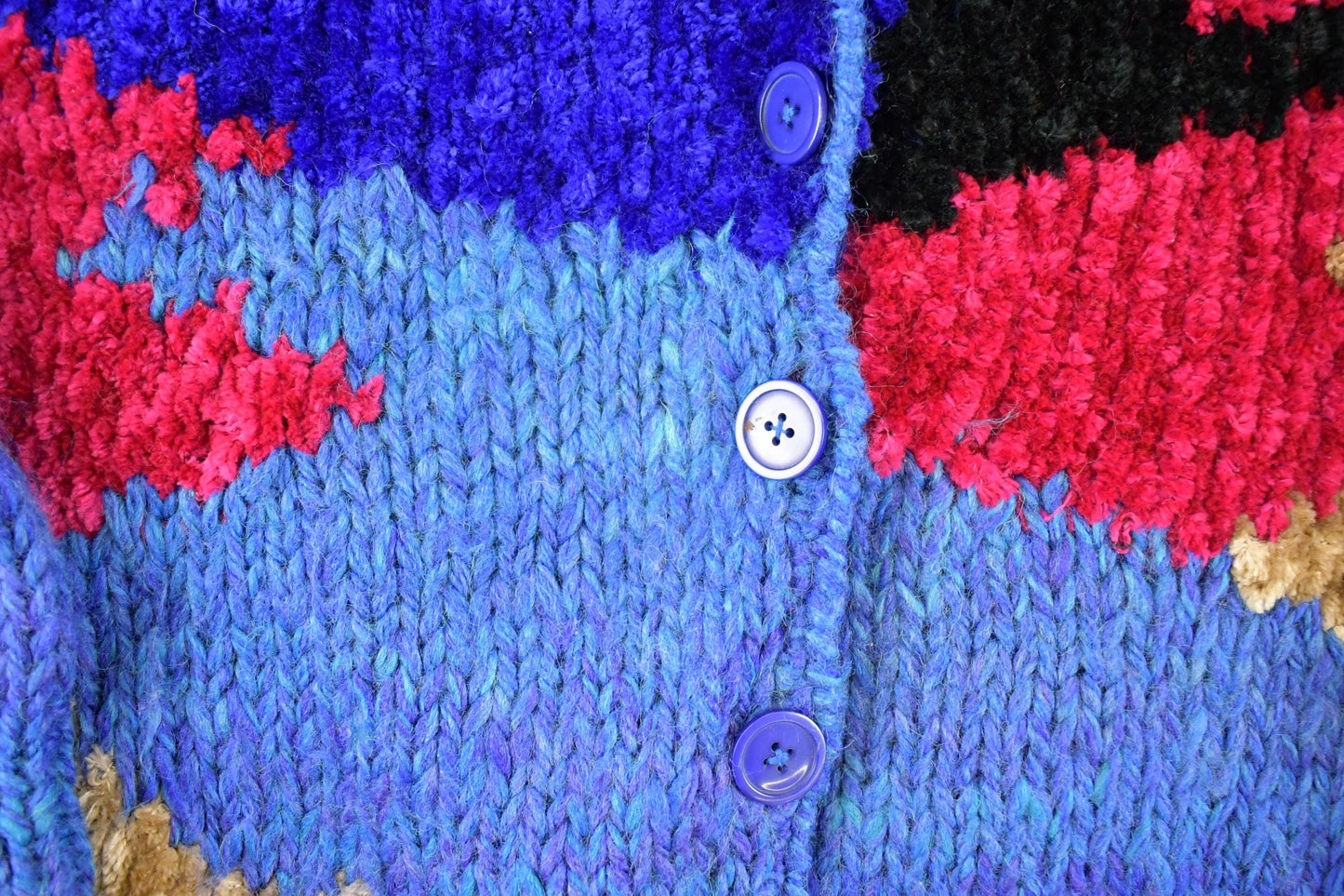 Vintage 90s Abstract Knit Cardigan - Funky Pattern, Women's M