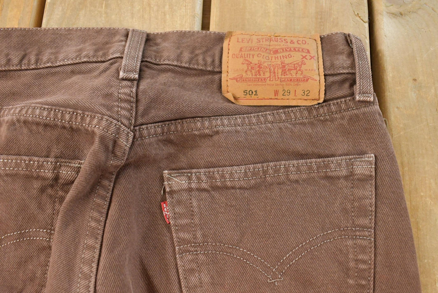 Vintage 1990s Levi's 501 Original Fit Brown Denim Jeans Men's 28 x 31