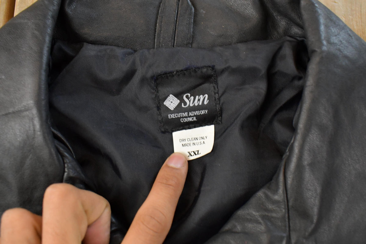 Vintage 1990s Java Sun Microsystems Tech Leather Jacket Men's 2XL