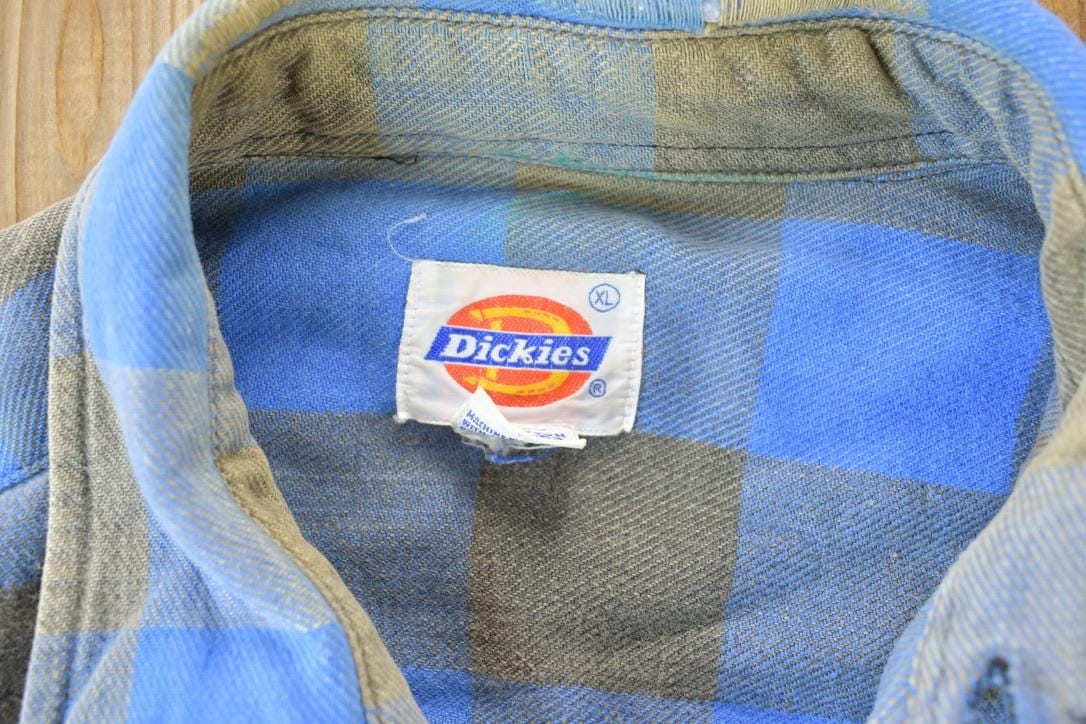 Dickies Clothing > Men's Clothing > Shirts & Tees > Oxfords & Button Downs Vintage 1990's Dickies Plaid Button Up Western Shirt Made In USA Men's XL