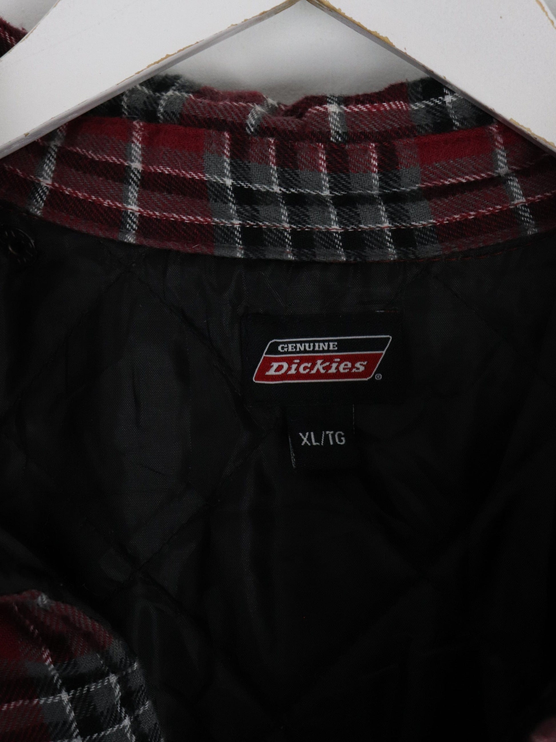 Dickies Jackets & Coats Dickies Jacket Mens XL Red Flannell Snap On Hooded