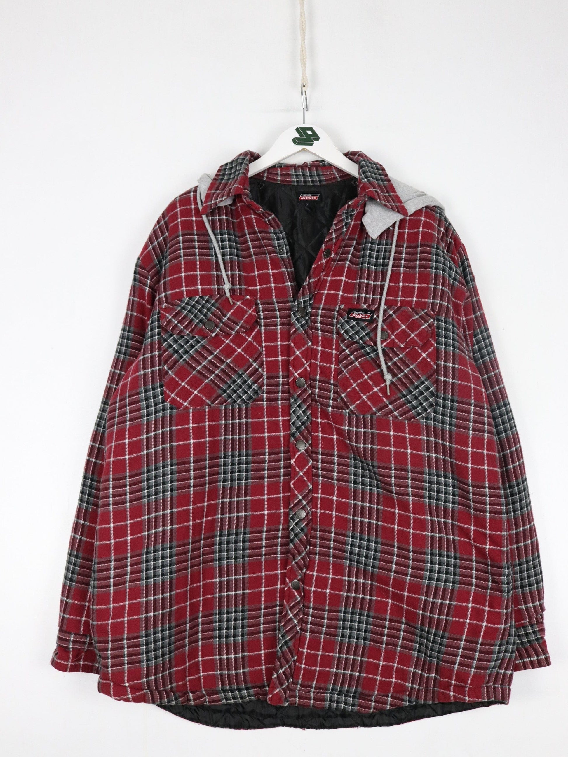 Dickies Jackets & Coats Dickies Jacket Mens XL Red Flannell Snap On Hooded