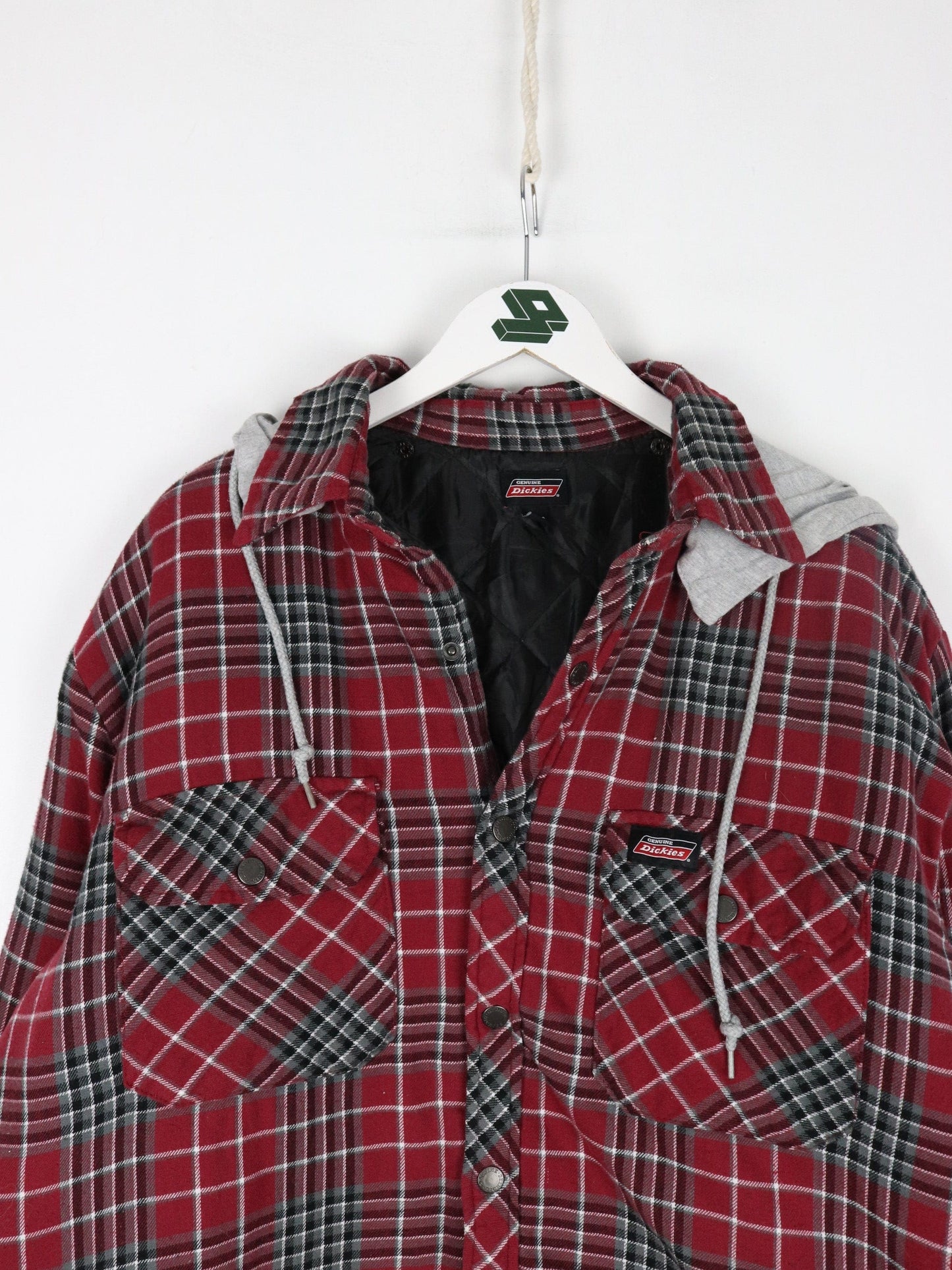 Dickies Jackets & Coats Dickies Jacket Mens XL Red Flannell Snap On Hooded