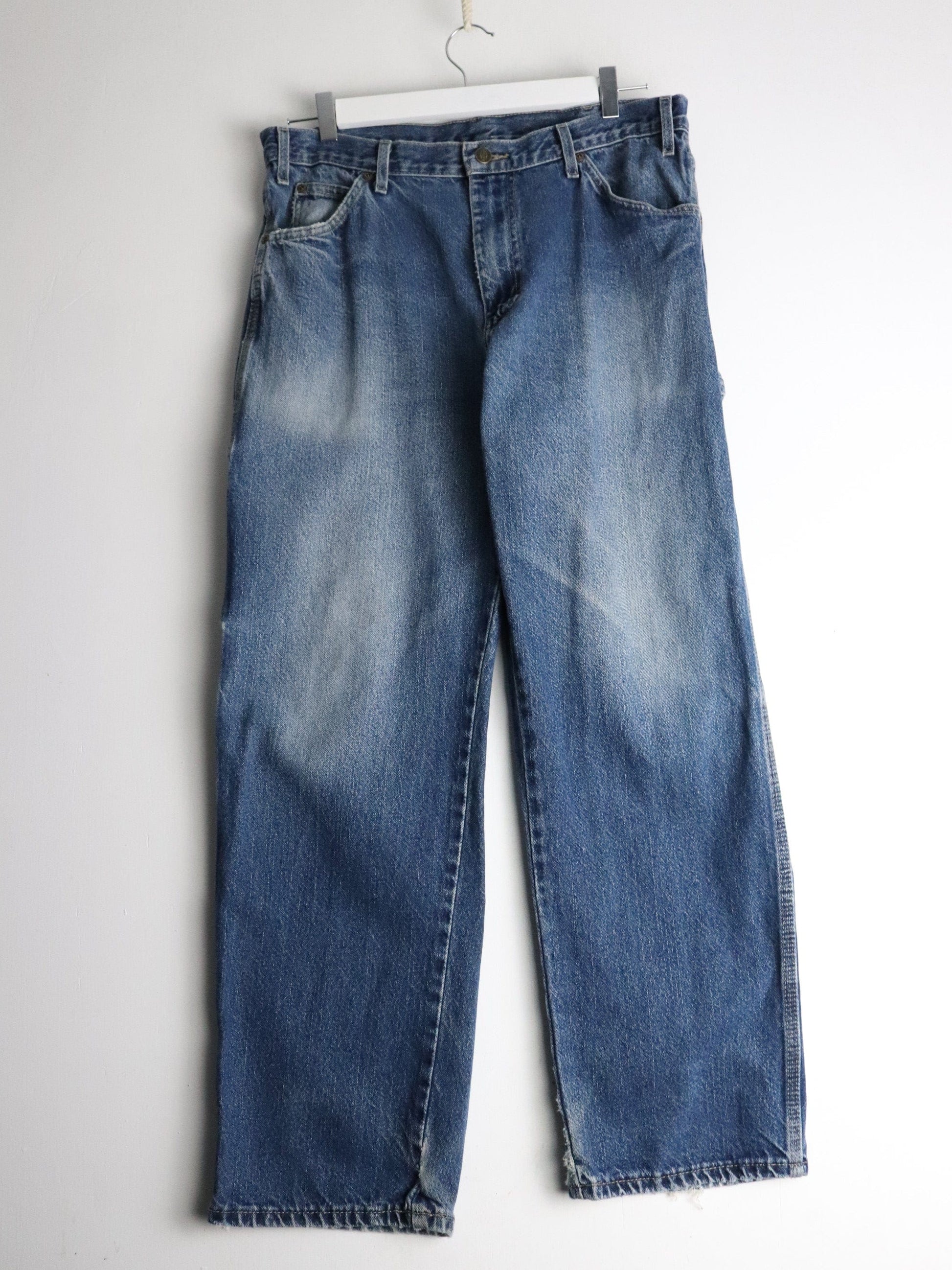 Dickies Pants Fits Mens 34 x 29 Blue Denim Carpenter Jeans from propervintagecanada