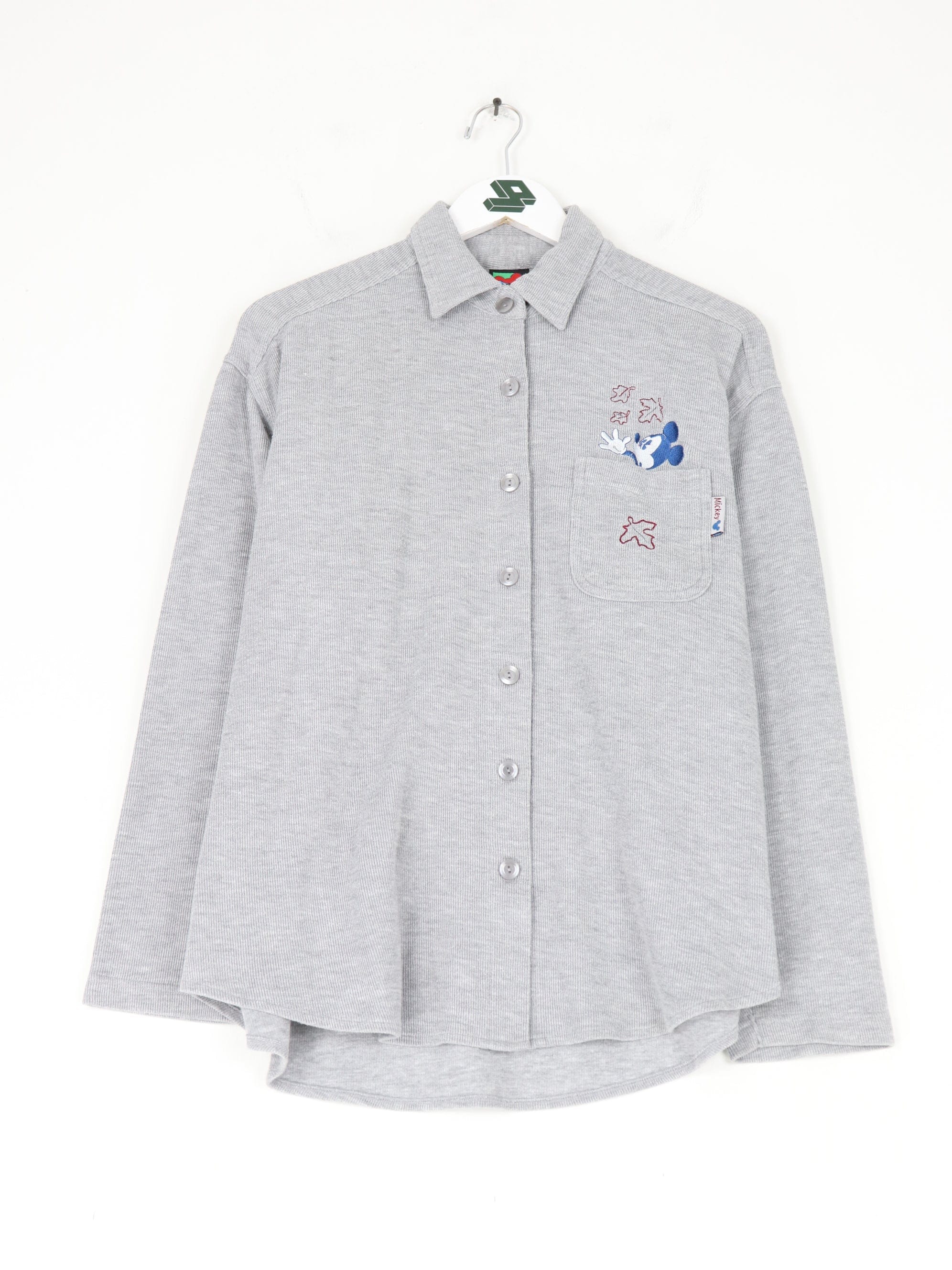 Vintage Disney Shirt Womens Medium Grey Button Sweater Mickey Mouse