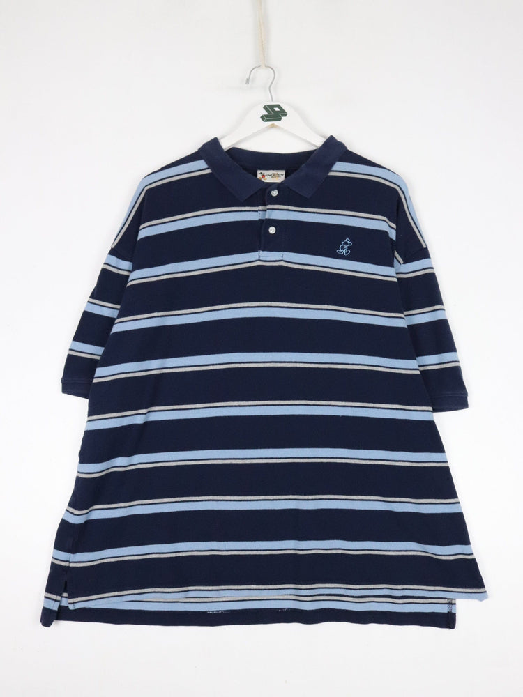 Disney Polo Shirt Mens XL Blue Striped Mickey Mouse from propervintagecanada