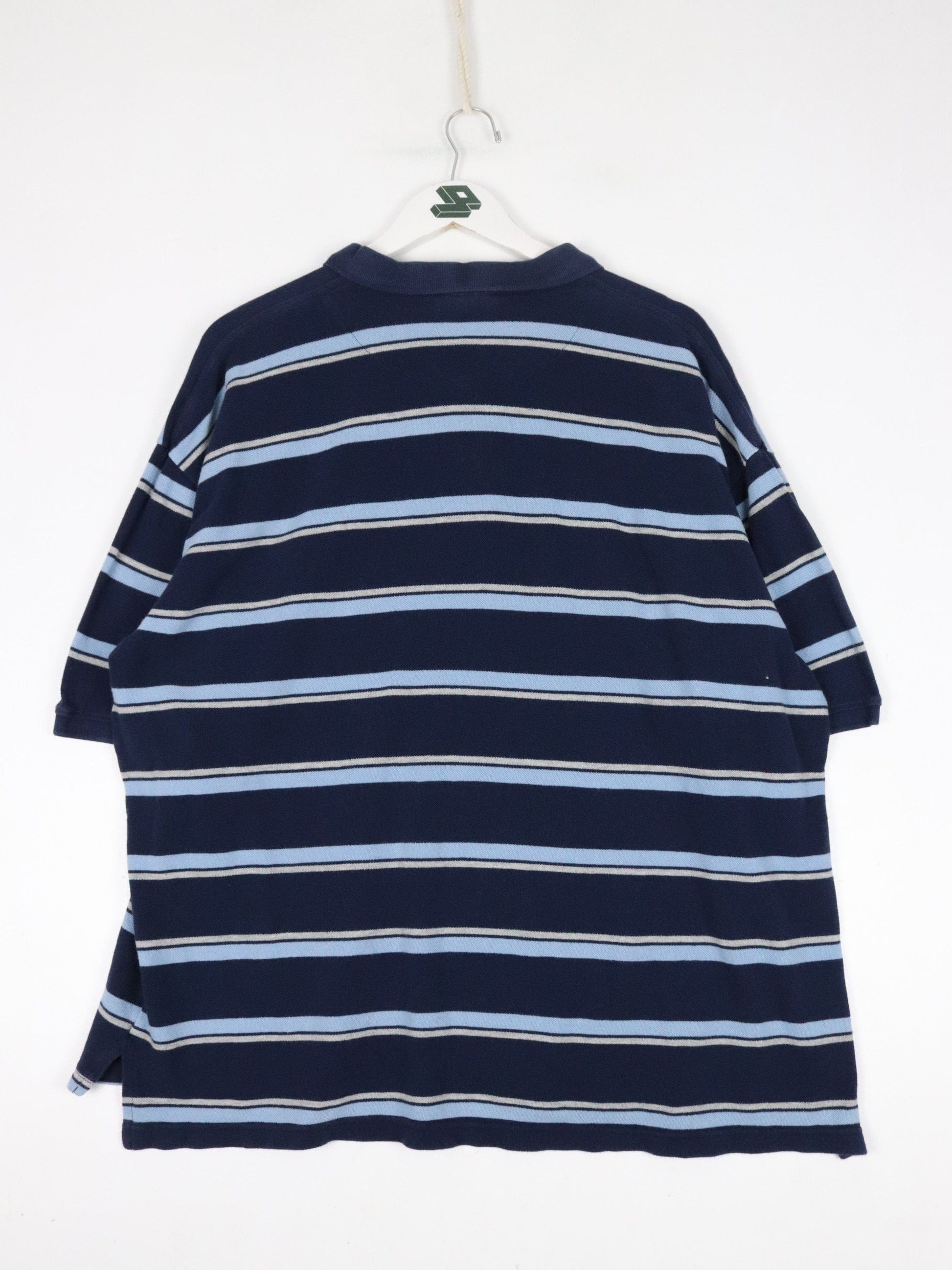 Disney Polo Shirt Mens XL Blue Striped Mickey Mouse