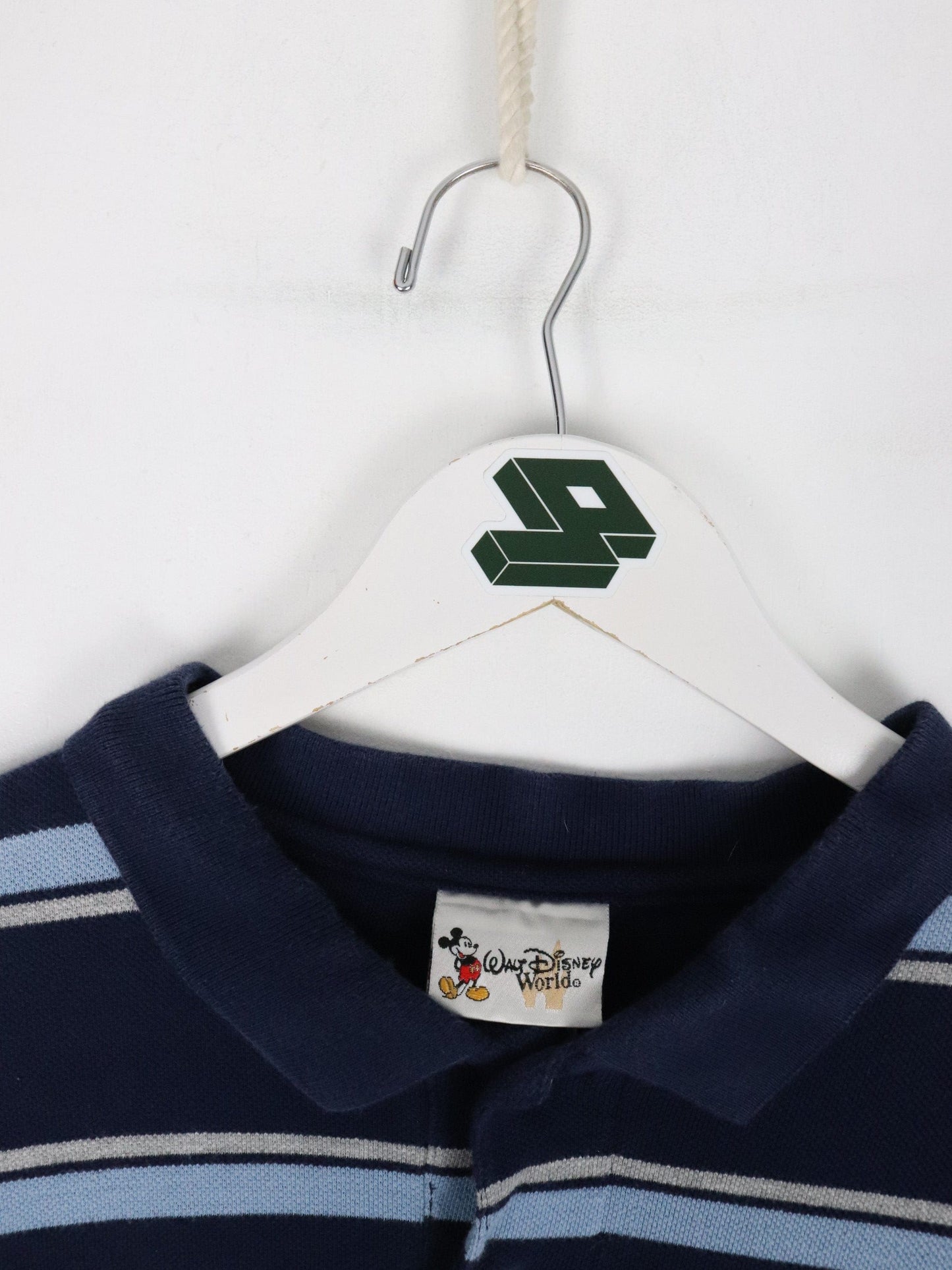 Disney Polo Shirt Mens XL Blue Striped Mickey Mouse