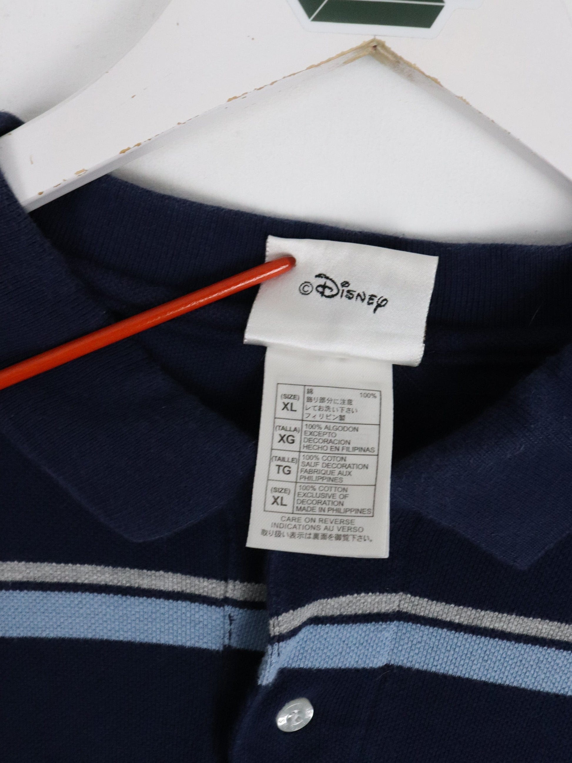 Disney Polo Shirt Mens XL Blue Striped Mickey Mouse