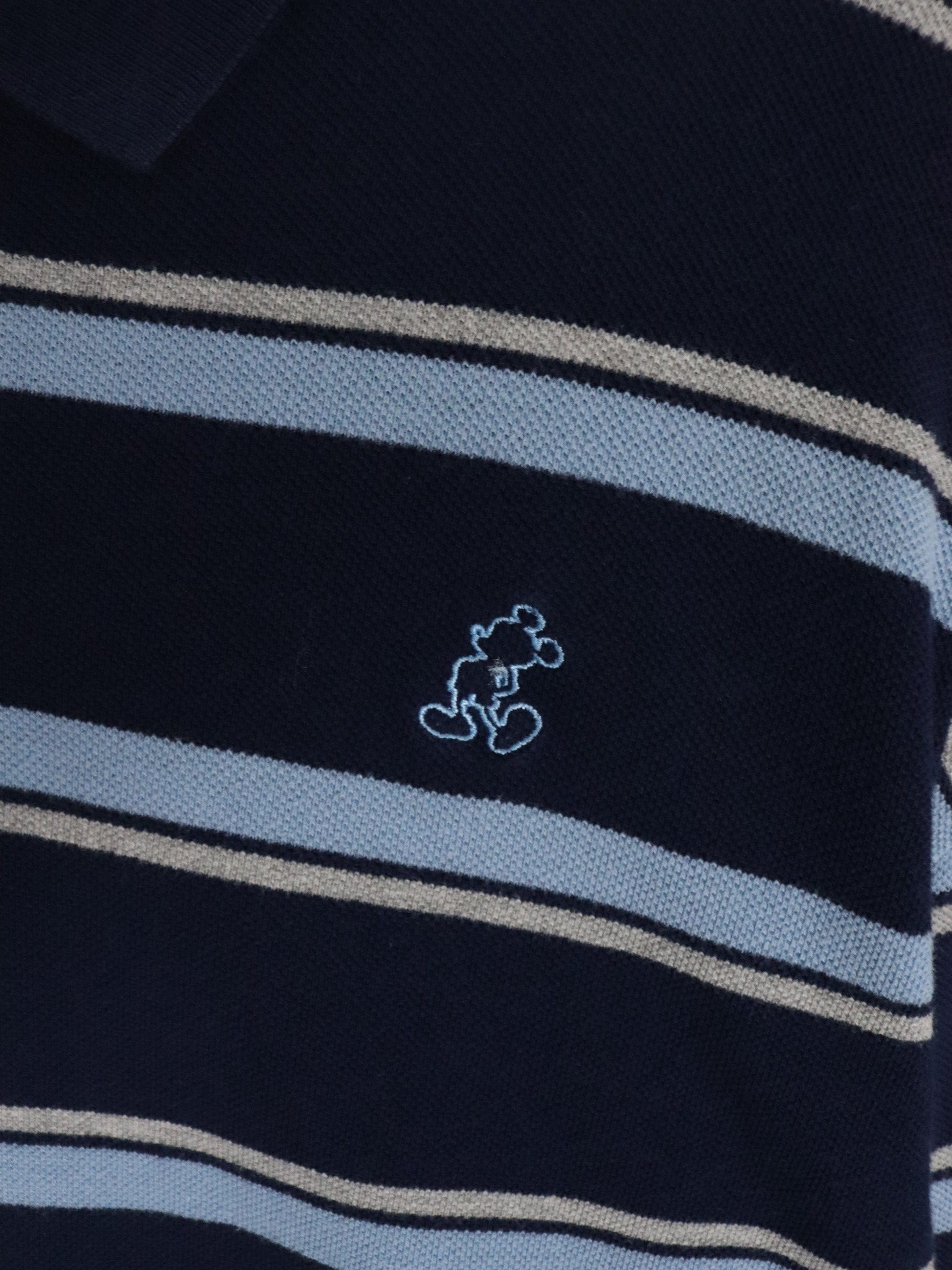 Disney Polo Shirt Mens XL Blue Striped Mickey Mouse