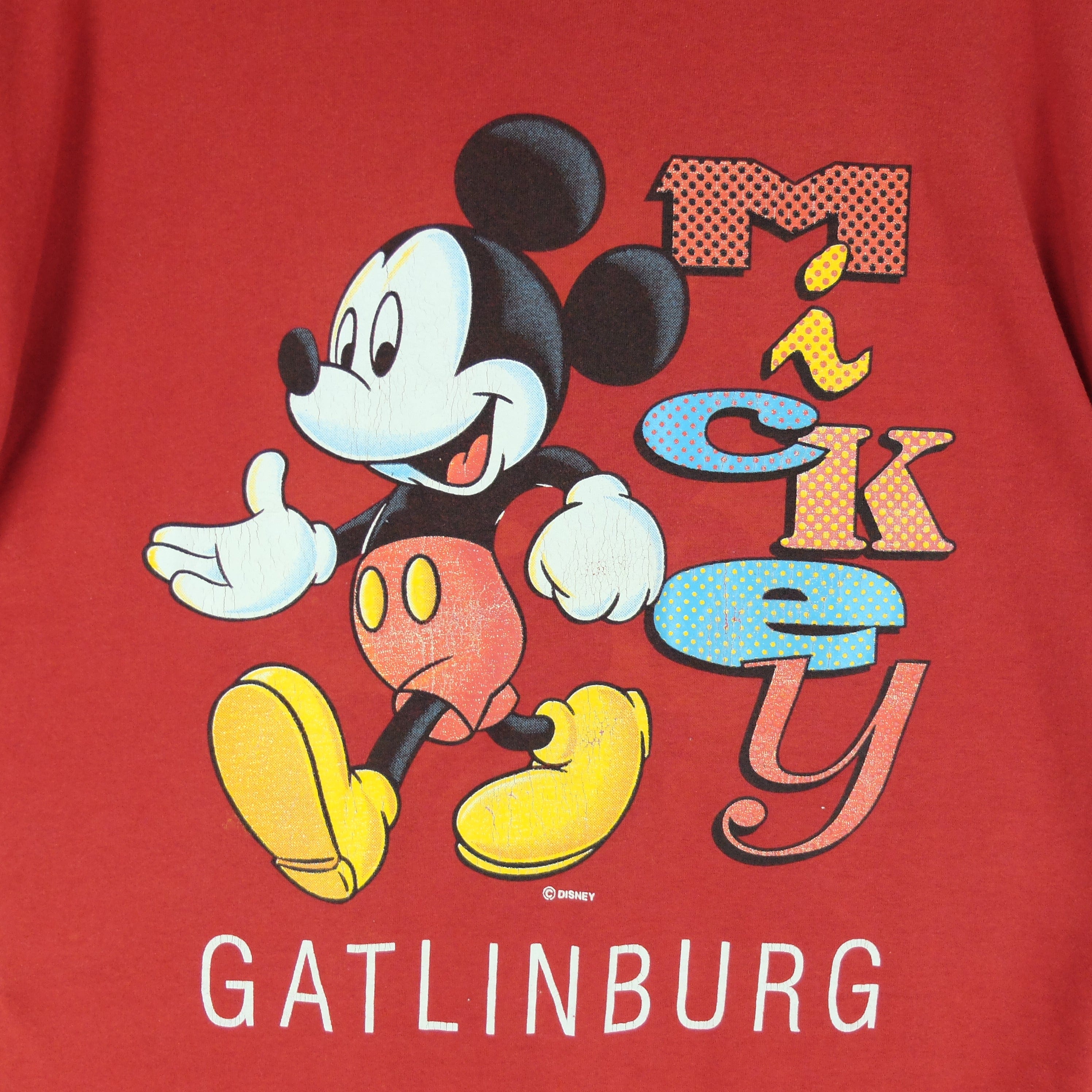 Vintage Disney T Shirt Mens Large Red Mickey Mouse Cartoon 90s