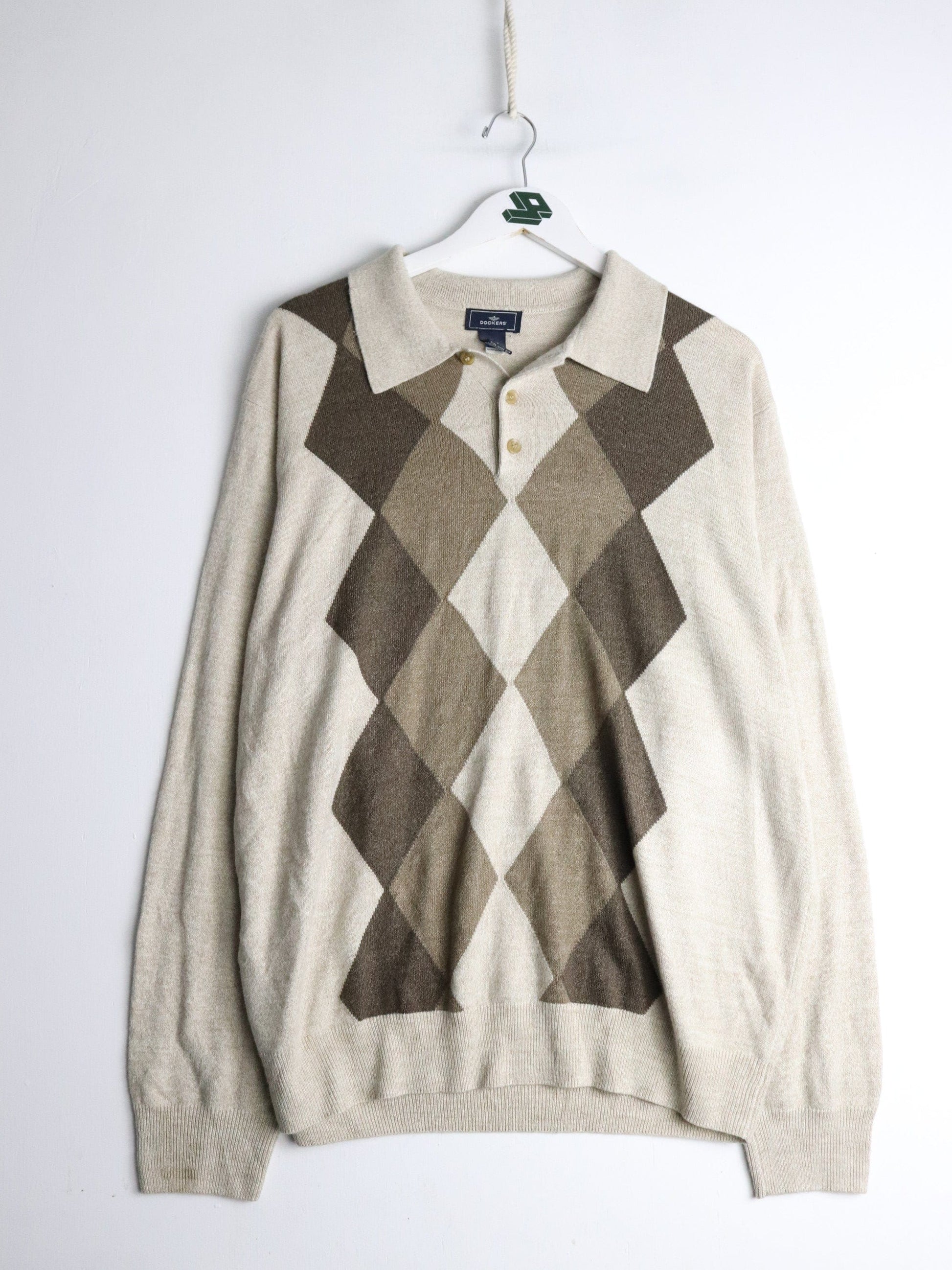 Dockers Sweater Mens XL Beige Knit from propervintagecanada
