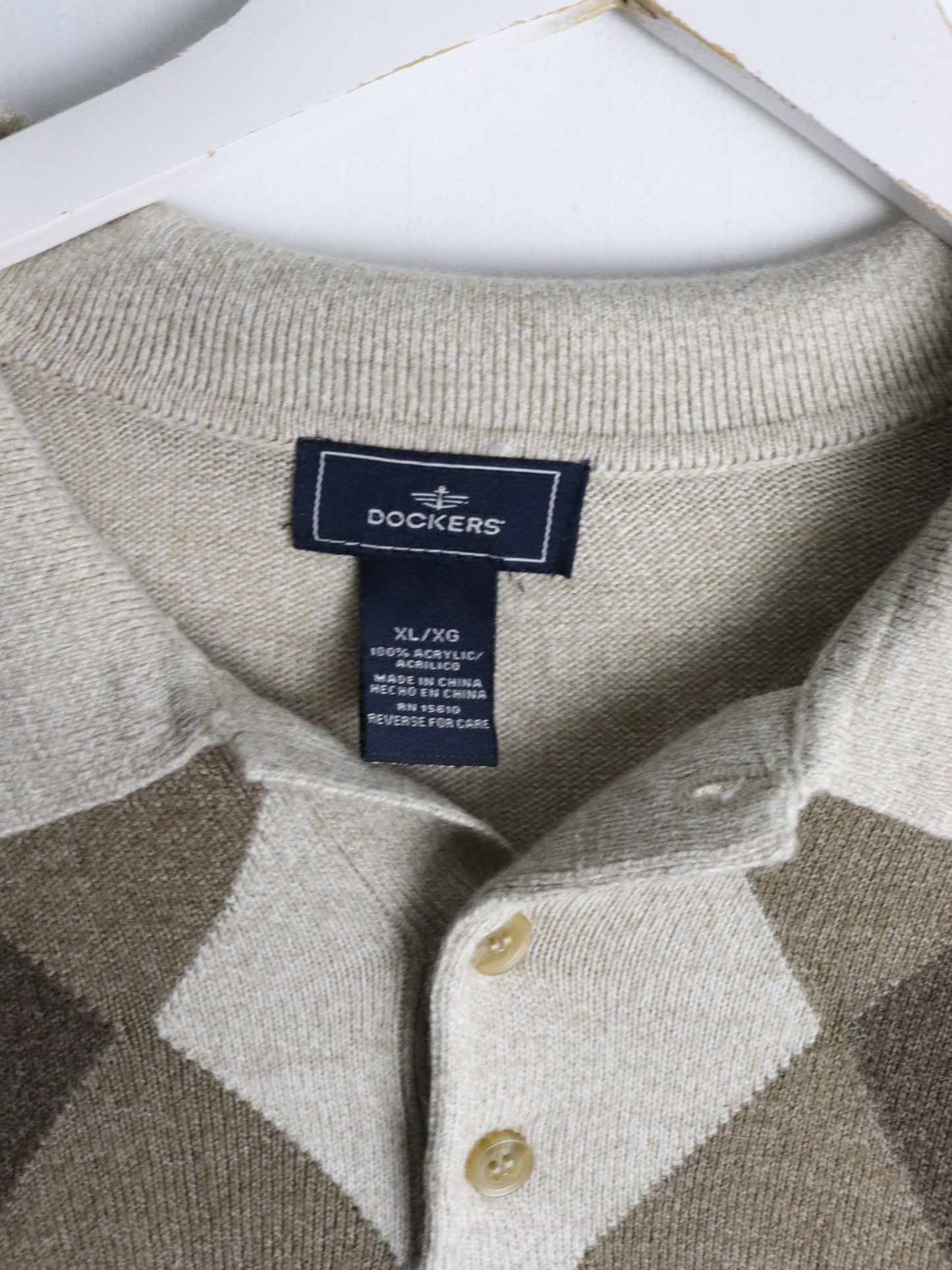 Dockers Sweater Mens XL Beige Knit from propervintagecanada