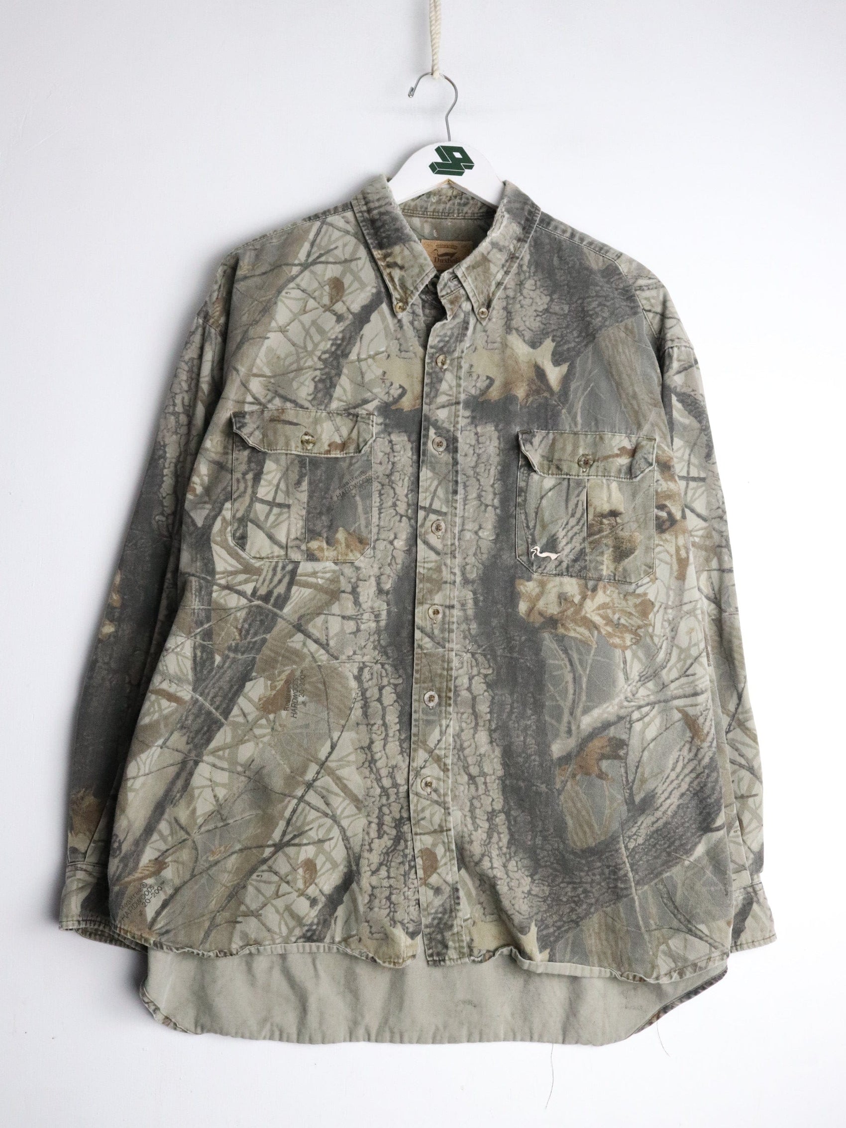 Duxbak Shirt Mens Large Brown Tree Camo Button Up from propervintagecanada