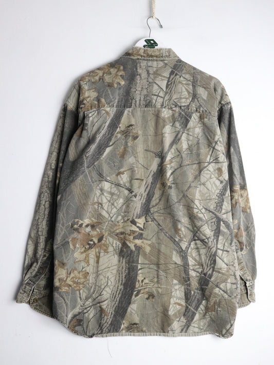 Duxbak Shirt Mens Large Brown Tree Camo Button Up from propervintagecanada