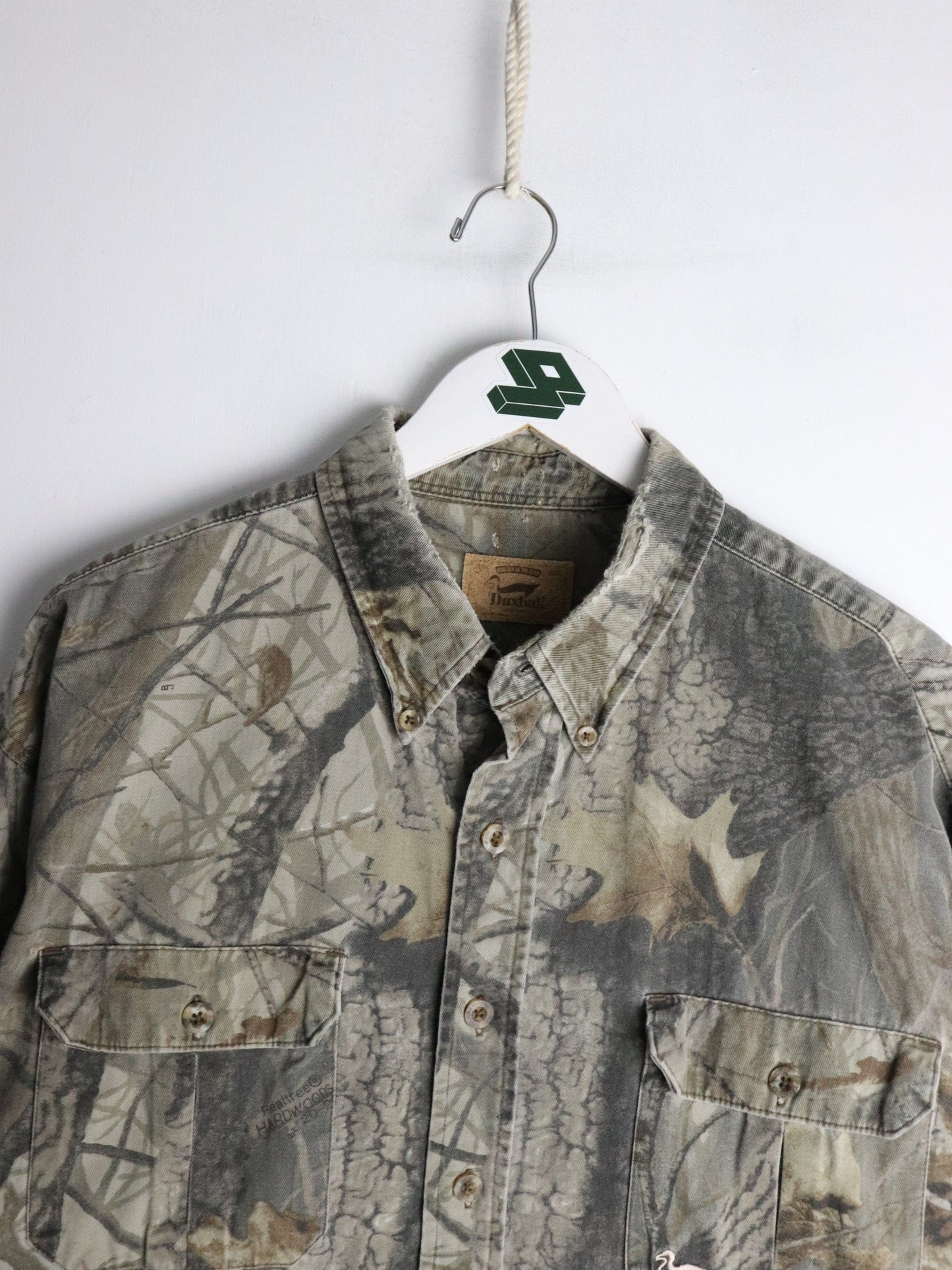 Duxbak Shirt Mens Large Brown Tree Camo Button Up from propervintagecanada