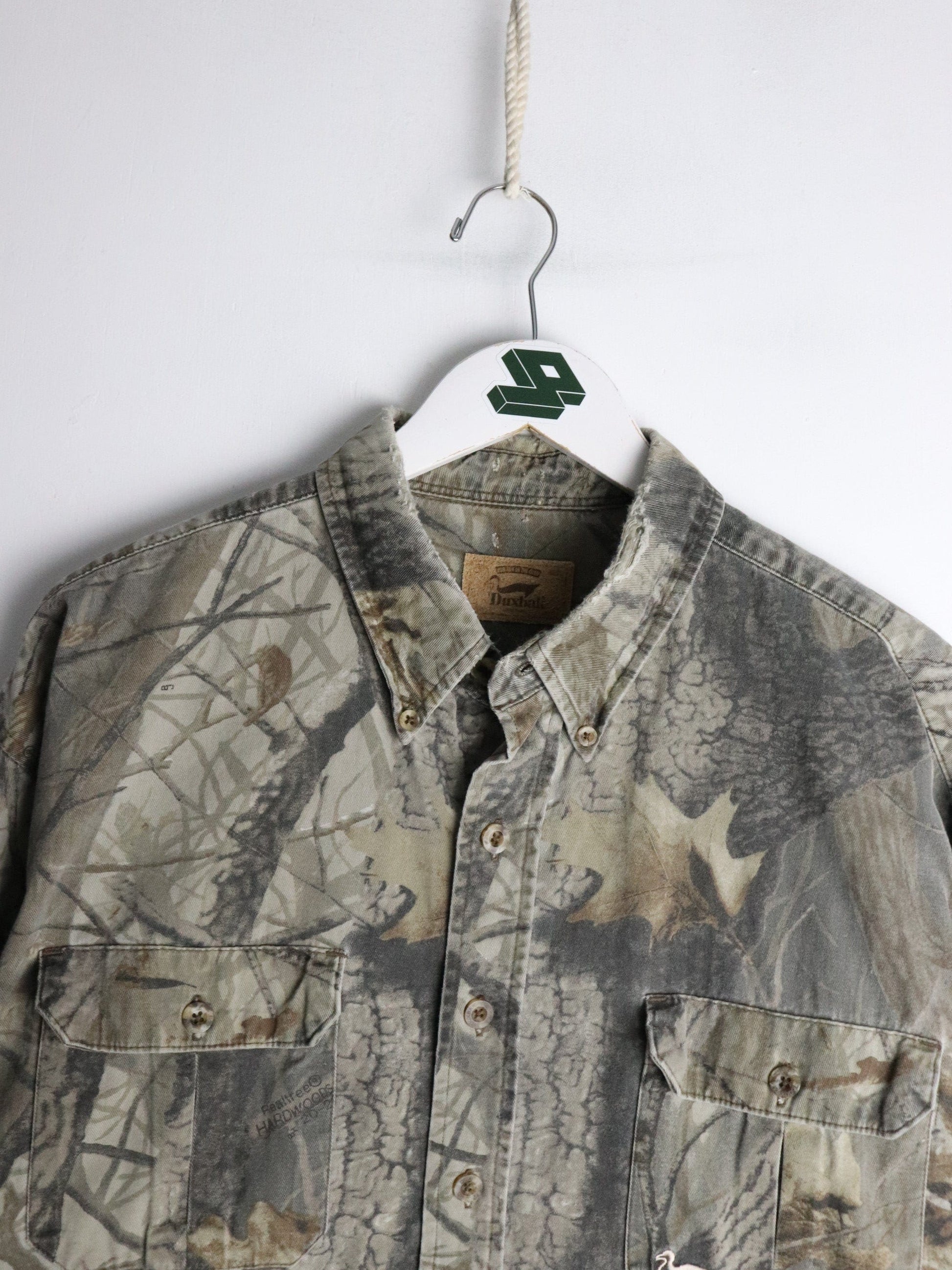 Duxbak Shirt Mens Large Brown Tree Camo Button Up from propervintagecanada