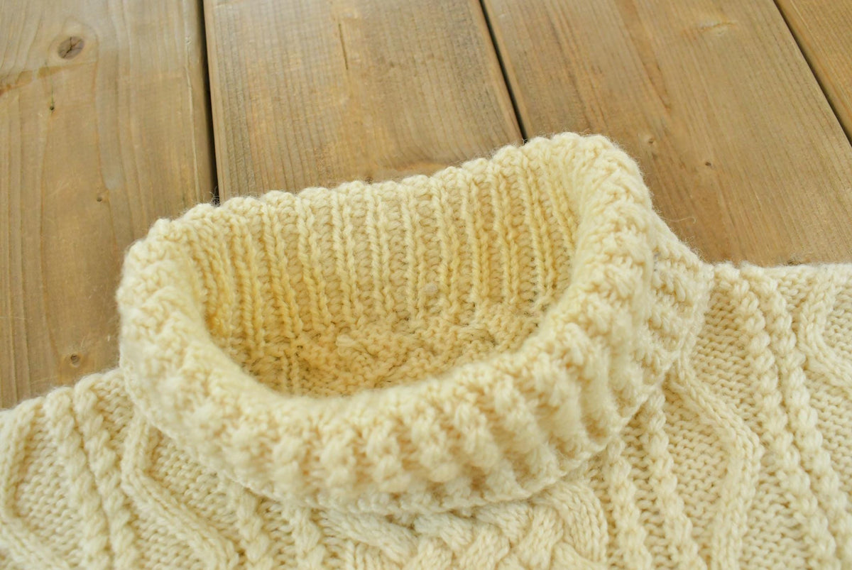 Vintage 1980s Wool 3D Cable Knit Sweater Men's M
