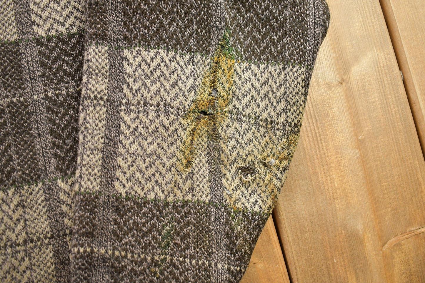 Vintage 1990s Town Craft Knitted Plaid Cardigan Sweater Men's Medium