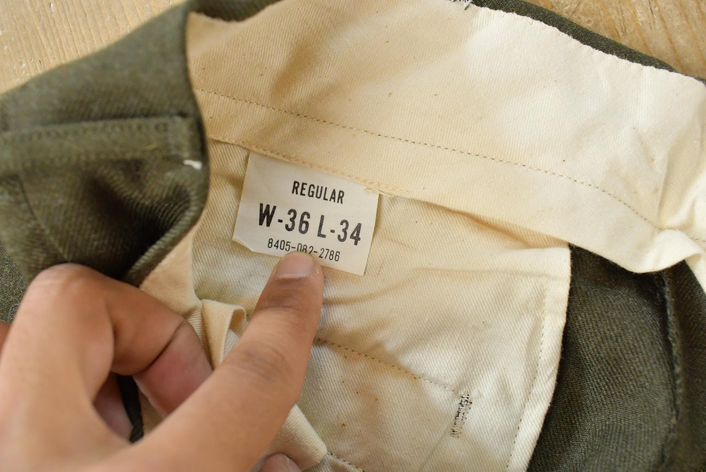 Vintage 1960s Military Army Wool Field Trousers Olive Drab Pants Men's 35 x 31