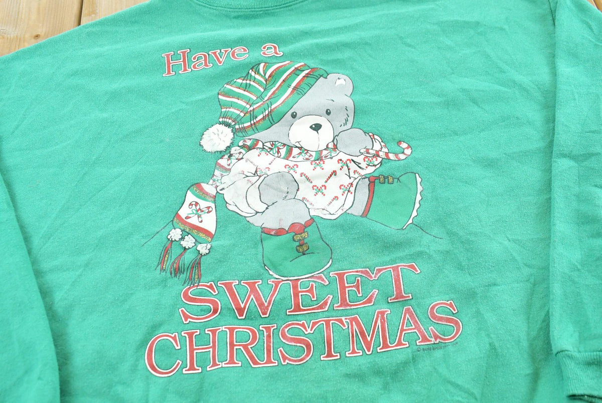 Vintage 1990s Teddy Bear Sweet Christmas Double Collar Sweatshirt Men's L